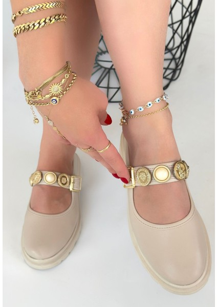 Okira Bej Cilt Oxford Ayakkabı - Lisinya