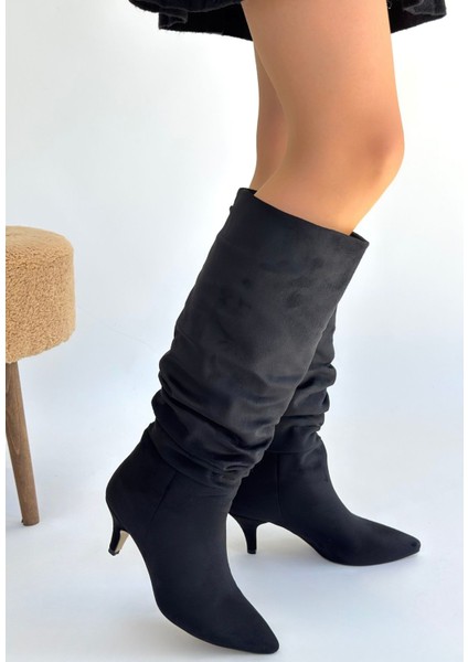 Zelya Siyah Süet Topuklu Çizme - Lisinya fiyatları