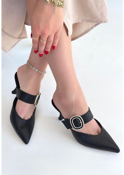 Yote Siyah Cilt Topuklu Terlik - Lisinya fiyatları