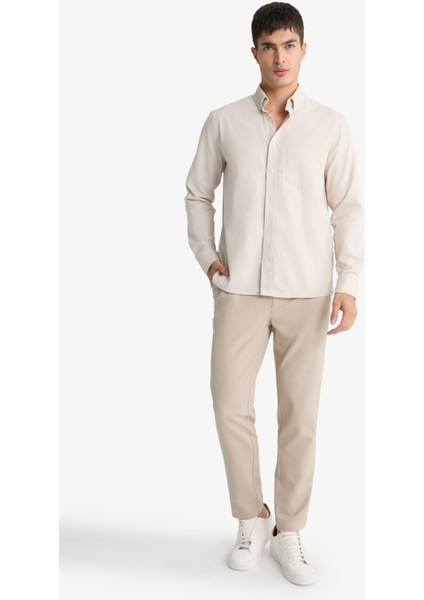 Regular Fit Polo Yaka Gabardin Uzun Kollu Gömlek F1261AX25AU fiyatları