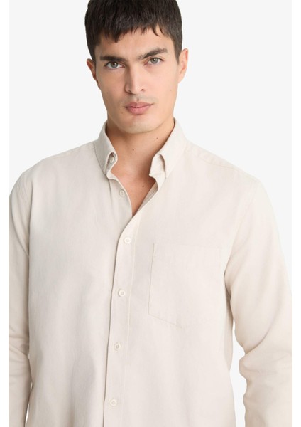 Regular Fit Polo Yaka Gabardin Uzun Kollu Gömlek F1261AX25AU fırsatları