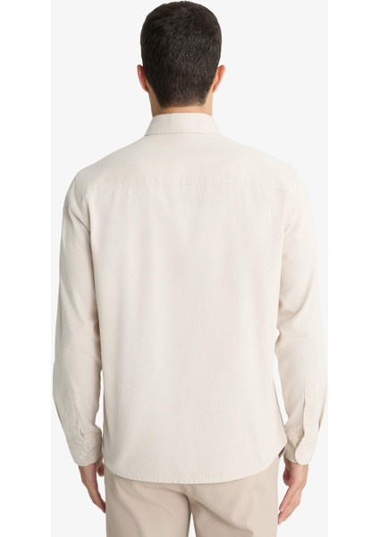 Regular Fit Polo Yaka Gabardin Uzun Kollu Gömlek F1261AX25AU