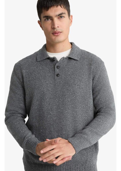 Standart Fit Polo Yaka Triko Kazak F7230AX25WN