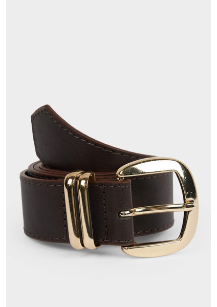 Kadın Dikdörtgen Toka Suni Deri Jean Kemeri F8375AXNS