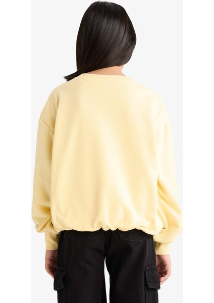 Kız Çocuk Oversize Geniş Kalıp Bisiklet Yaka Baskılı Sweatshirt G2460A825WN