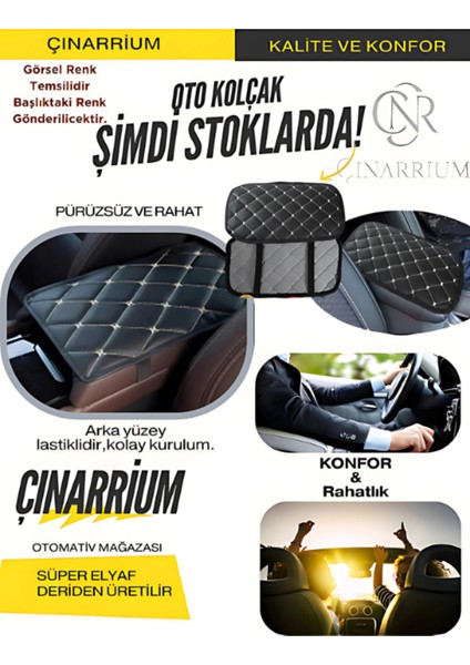 Seat Ibiza 1993-2001 Deri Oto Kolçak Kılıfı Örtüsü Capitone Süngerli Beyaz Nakışlı