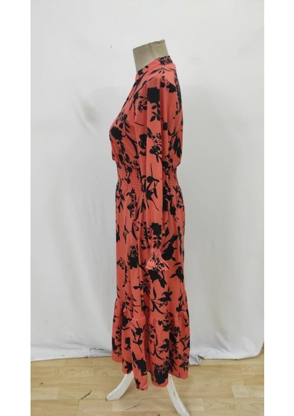 Eyesof Kadın Uzun Kollu Kruvaze Yakalı Çiçek Desenli Maksi Süprem Elbise indirimleri