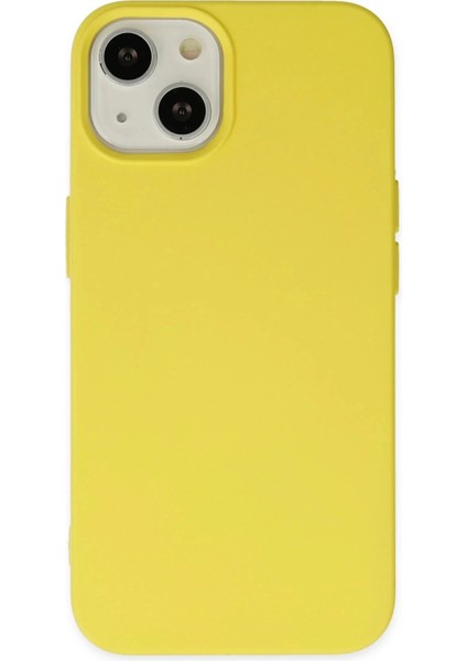 iPhone 14 Kılıf Nano Içi Kadife Silikon - SARI-(5796)