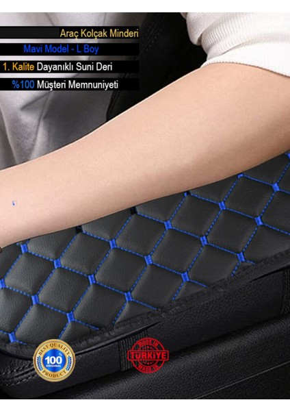 Seat Ibiza 1993-2001 Deri Oto Kolçak Kılıfı Örtüsü Capitone Süngerli Mavi Nakışlı indirimleri