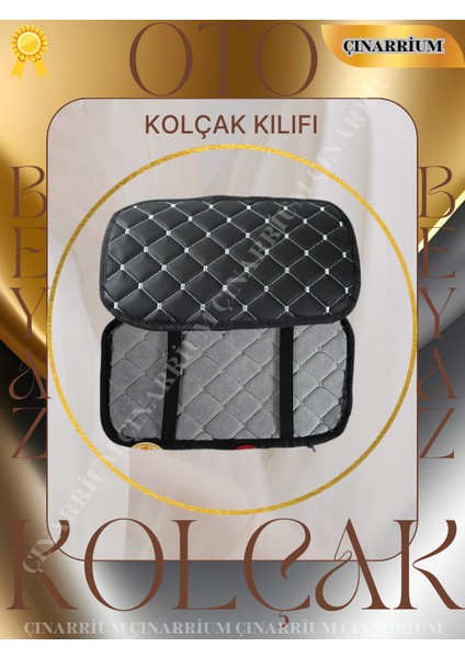 Audi A1 2010 Deri Oto Kolçak Kılıfı Örtüsü Capitone Süngerli Beyaz Nakışlı modelleri