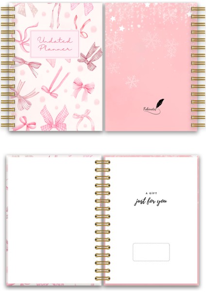 Sert Kapak A5 Spiralli Ajanda (Süresiz Planlayıcı Ajanda) Pembe Fiyonk modelleri