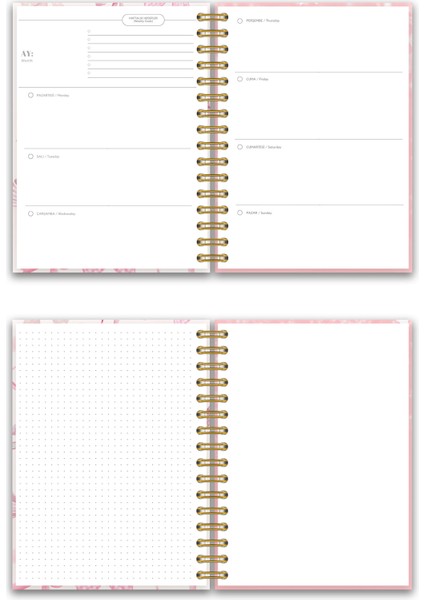 Sert Kapak A5 Spiralli Ajanda (Süresiz Planlayıcı Ajanda) Pembe Fiyonk fırsatları