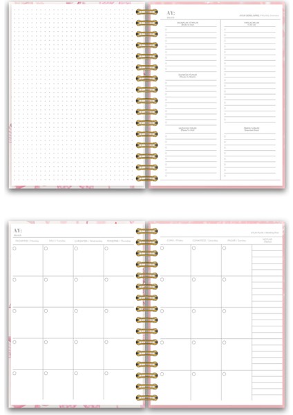 Sert Kapak A5 Spiralli Ajanda (Süresiz Planlayıcı Ajanda) Pembe Fiyonk indirimleri