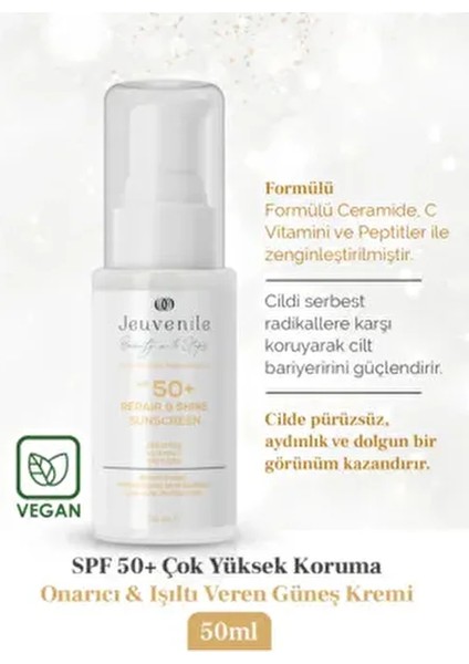 SPF 50+ Onarıcı & Işıltı Veren Güneş Kremi – Ceramide & Vitamin C Koruma fiyatları