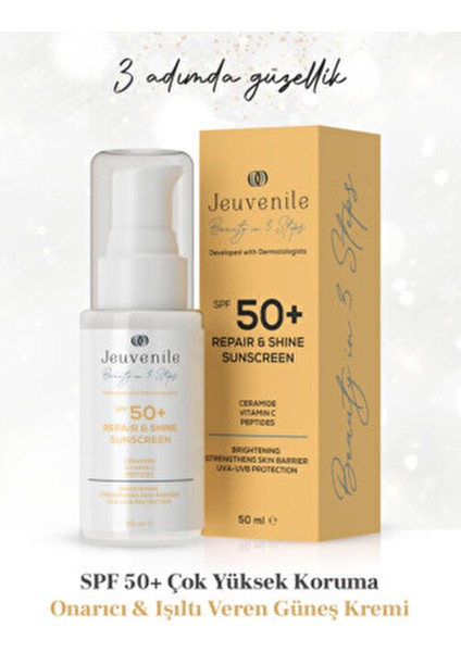 SPF 50+ Onarıcı & Işıltı Veren Güneş Kremi – Ceramide & Vitamin C Koruma modelleri