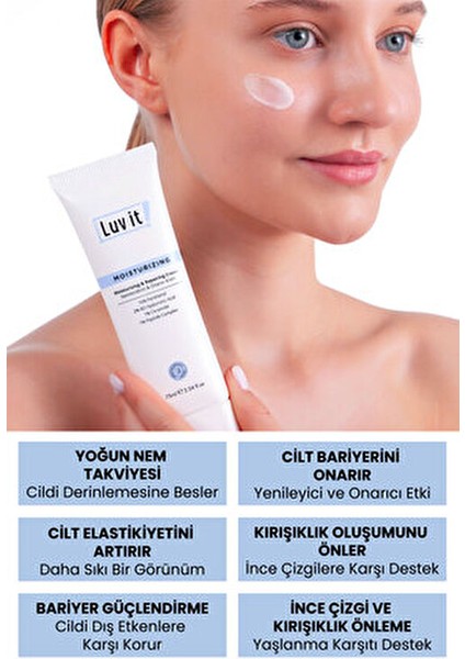 Nemlendirici Onarıcı Krem 75 ml Cilt Bariyerini Güçlendirir ve Elastikiyeti Artırır