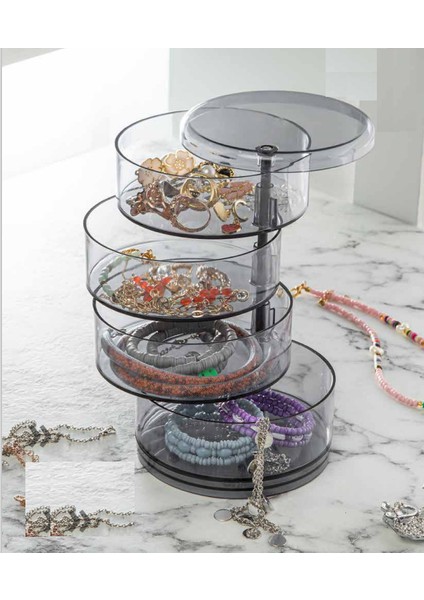 Takı - Makyaj ve Aksesuar Organizeri 4 Katlı - Şefaff (Koyu) modelleri