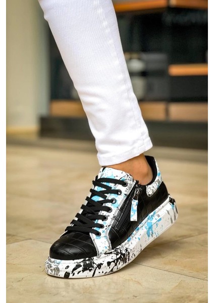 Kb-02 Kuback Bağcıklı Crocodile Siyah Mavi Günlük Erkek Ayakkabı