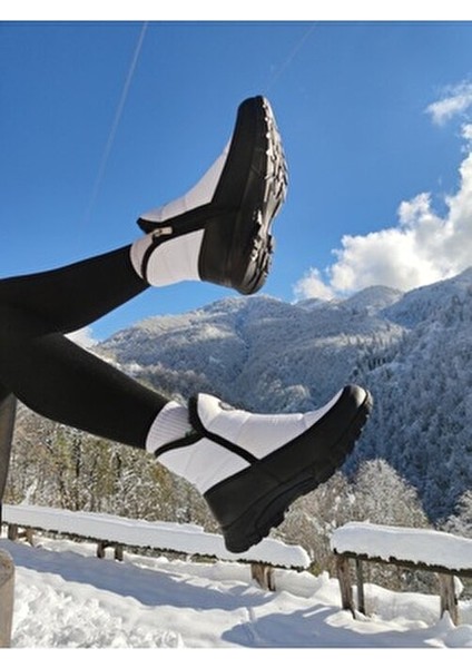 Çiğdem Unisex Kısa Kar Botu 39 Numara Beyaz Su Geçirmez Fermuarlı Tasarım modelleri