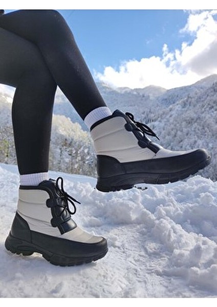 Su ve Kar Geçirmez Krem Renk Unisex Kar Botu 38 Kısabağlı Tasarım modelleri