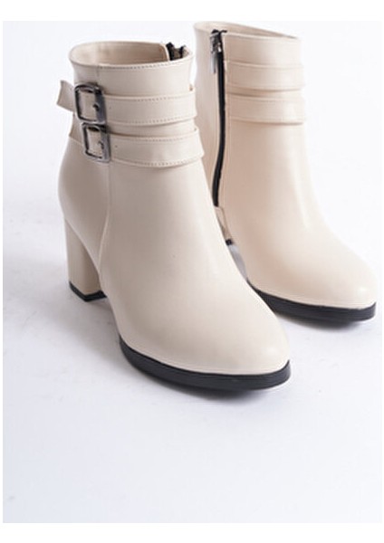 Kadın Bej Suni Deri Çift Tokalı Kısa Bot Düz Topuklu Rahat Tasarım 2024 Sonbahar-Kış indirimleri