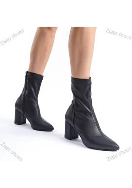 Kadın Siyah Streç Orta Boy Topuklu Bot 38 Numara Günlük Kullanım için Şık ve Rahat indirimleri