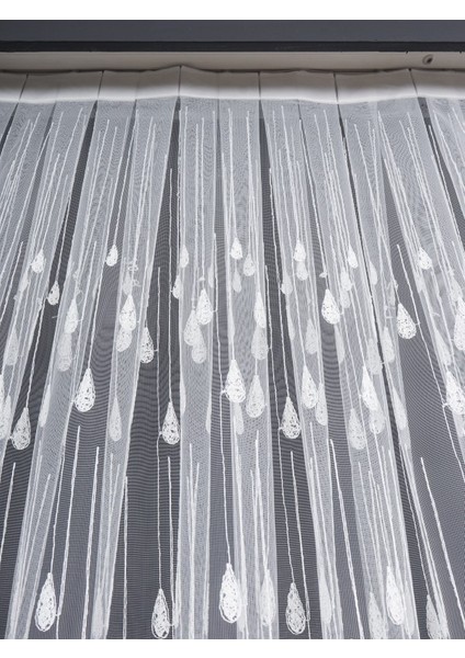 Damlacık Desenli Brode Işlemeli Tül Perde (1/2.5 Normal Pile)