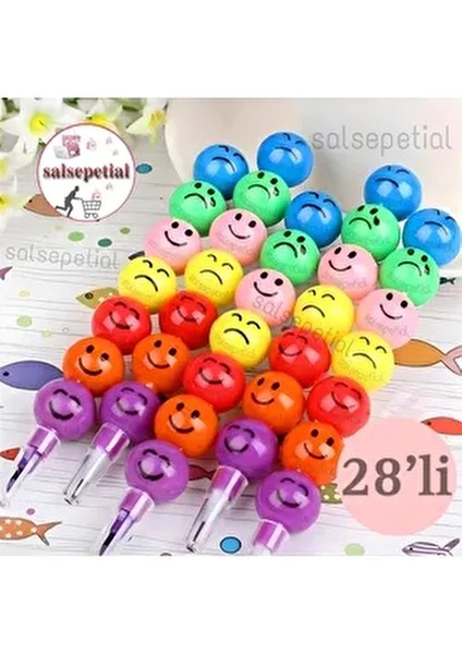 28'li Emoji Yumurtlayan Kurşun Kalem Hediyelik Oyuncak Doğum Günü Karne Günü Hediyelik 28 Adet