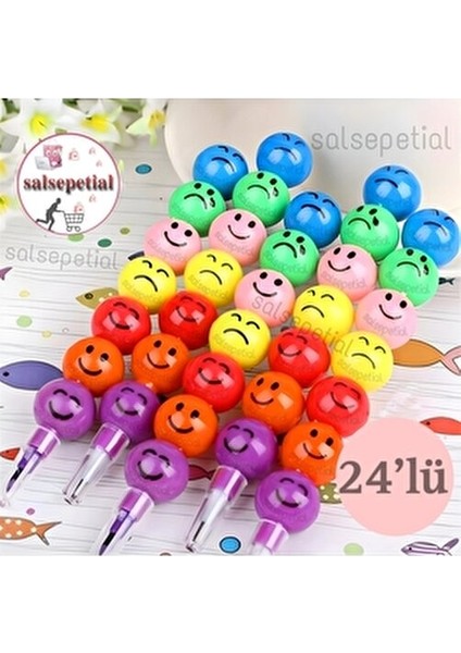 24'lü Emoji Yumurtlayan Kurşun Kalem Hediyelik Oyuncak Doğum Günü Karne Günü Hediyelik 24 Adet