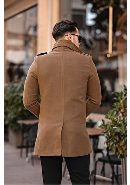 Erkek Uzun Dar Kesim Kışlık Kaşe Kaban 100% Yerli Üretim Düz Desenli