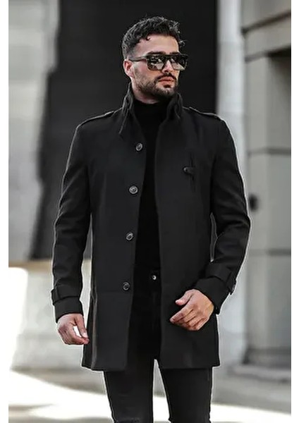 Uzun Kaşe Kaban Dar Kesim Kışlık Erkekler İçin %100 Polyester %20 Pamuk