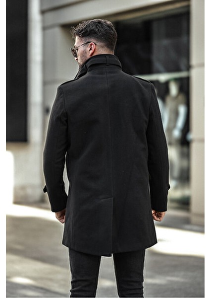 Uzun Kaşe Kaban Dar Kesim Kışlık Erkekler İçin %100 Polyester %20 Pamuk