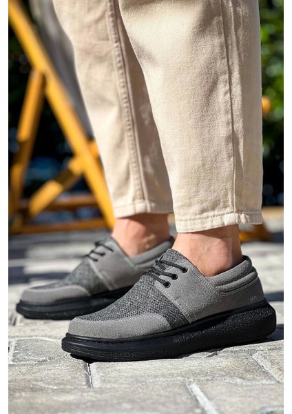 KB-042 Kuback Bağcıklı Gri Siyah Taban Günlük Erkek Ayakkabı