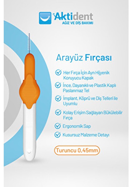 Arayüz Fırça Seti 4 Adet Turuncu 0.45 mm Sert Kıllar ile Hijyenik Temizlik modelleri