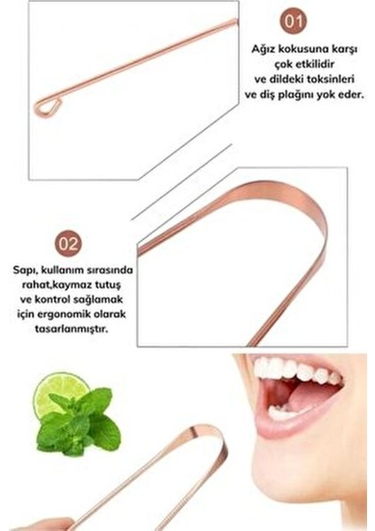 Saf Bakır Dil Temizleme Aleti 12 cm Uzunlukta Etkili Temizlik