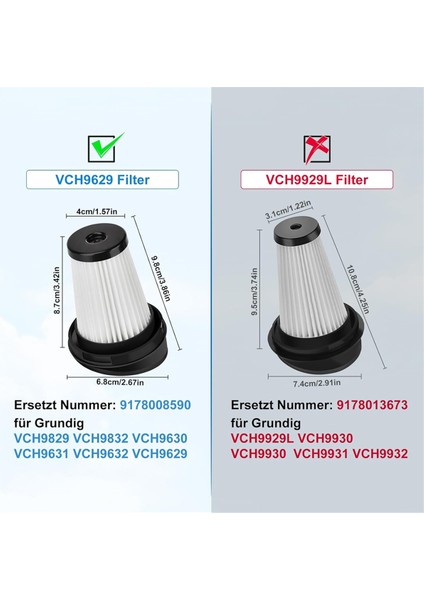 Grundig VCH9829 VCH9832 VCH9630 VCH9631 VCH9632 2 Için Değiştirme Filtreleri 1 Kablosuz ve Elde Taşınan Vakum Süpürücü (Yurt Dışından) indirimleri