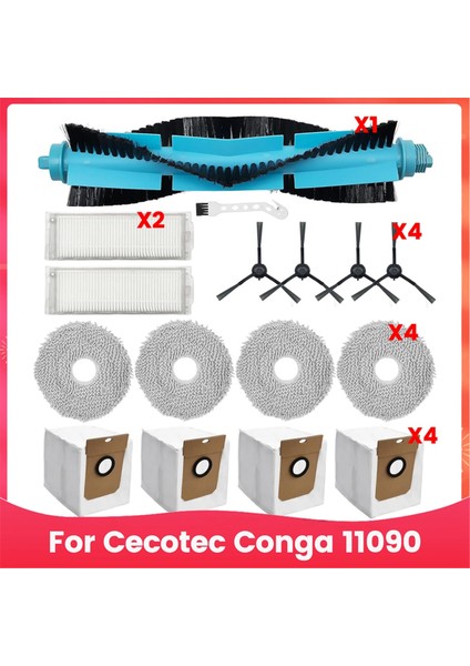 Cecotec Conga Için 11090 Vakum Süpürge Robot Yedek Parça Ana Yan Fırça Hepa Filtre Mop Bez Tuz Torbaları (Yurt Dışından)