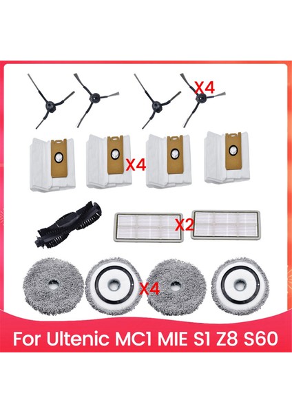 15PCS Fırça Filtre Toz Çanta ve Mop Bez Kiti Ultenik Mc1 Mıe S1 Z8 S60 Vakum Süpürge Aksesuarları Yedek Parçalar (Yurt Dışından)