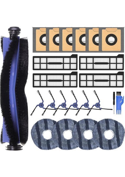 23PCS Eufy X10 Pro Omni Vakum Parçaları Için Yedek Aksesuarlar Ana Fırça Mop Bezi Yan Fırçalar Hepa Filtre Toz Çantaları (Yurt Dışından)