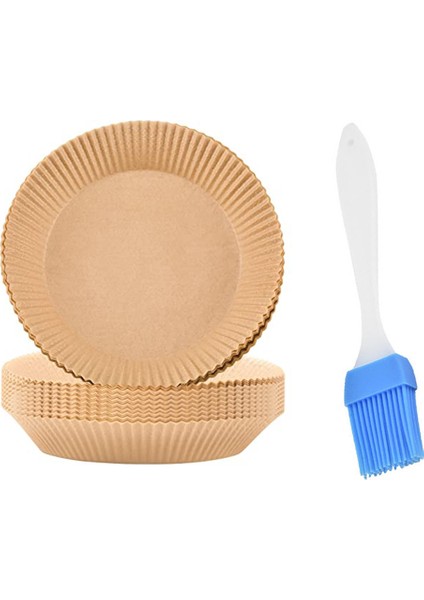 200 Adet Hava Fritöz Parşömen Kağıt Gömlekleri Yapışmaz Tek Kullanımlık Gömlekler, Delikli Yuvarlak Parşömen Kağıdı (Kahverengi) (Yurt Dışından)