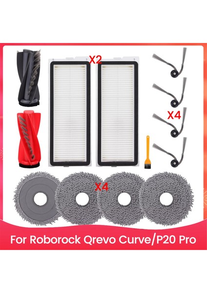 Roborock Qrevo CURVE/P20 Pro Robot Vakum Parçaları Için Yedek Parçalar Ana Yan Fırça Hepa Filtreleri Paspas Pedleri (Yurt Dışından)