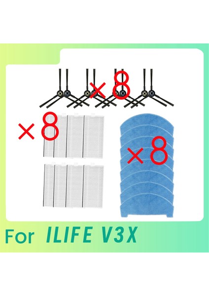 Ilıfe V3X Süpü Robot Temizleyici Parçaları Için 24 Pcs Yan Fırça Paspas Filtresi (Yurt Dışından)