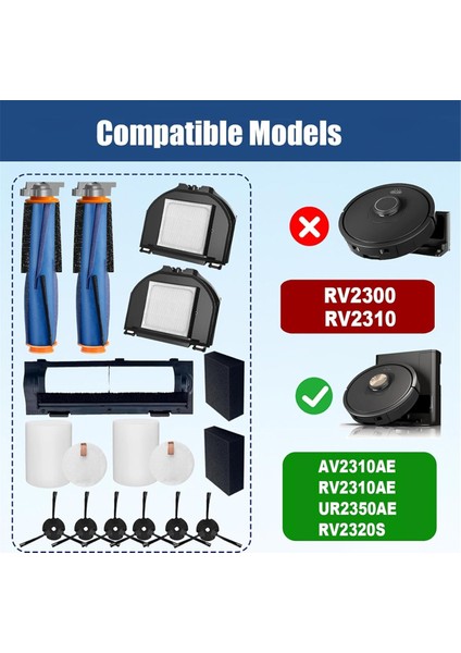 Köpekbalığı AV2310AE/RV2310A/RV2300S Matris Robot Vakum Süpürge Parçaları Ana Yan Fırça Hepa Filtreleri (Yurt Dışından) modelleri