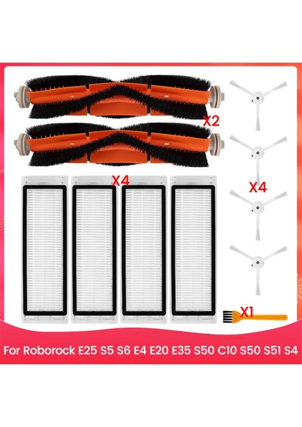 Roborock E25 S5 S6 E20 E20 E35 S50 C10 S50 S51 S4 Ana Yan Fırça Hepa Filtre Yedek Parçaları (Yurt Dışından)