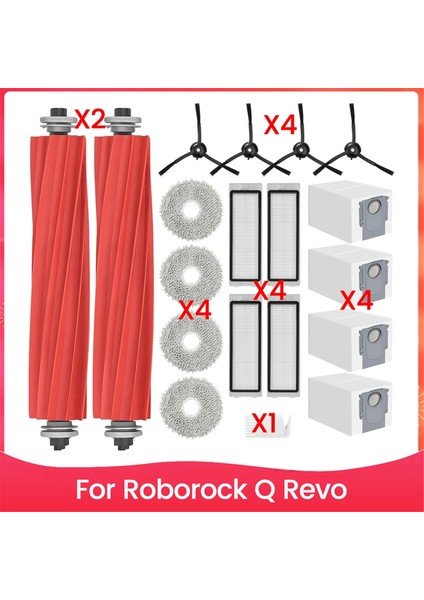 Roborock Q Revo Yedek Parçalar Için Aksesuarlar Robot Elektrikli Süpürge Aksesuar Seti Fırça Filtresi Paspas Torbaları (Yurt Dışından)