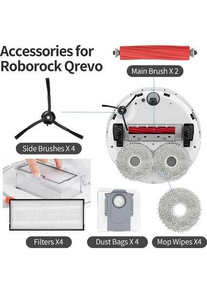 Roborock Q Revo Yedek Parçalar Için Aksesuarlar Robot Elektrikli Süpürge Aksesuar Seti Fırça Filtresi Paspas Torbaları (Yurt Dışından) fırsatları