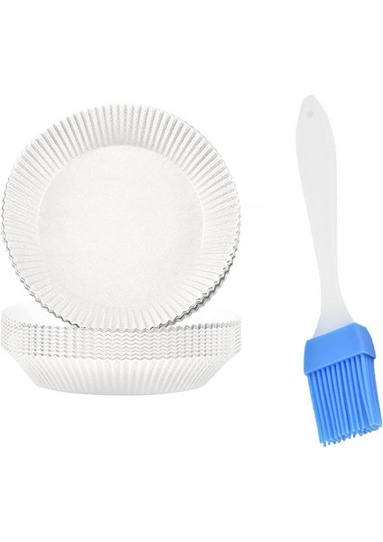 200 Adet Hava Fritöz Parşömen Kağıt Gömlekleri Yapışmaz Tek Kullanımlık Gömlekler, Delikli Yuvarlak Parşömen Kağıdı (Beyaz) (Yurt Dışından)