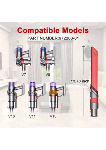 Crevice Aracı Vakum Süpürge Eki, Dyson V7, V8, V11, Siklon V10, V15 Crevice Head Crevice Aracı Için Uyumlu (Yurt Dışından) modelleri