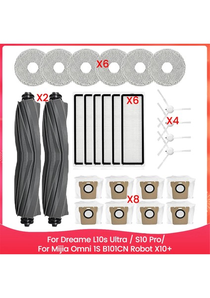 Dreame L10S Ultra / S10 Pro / Mijia Omni 1s B101CN Robot X10+ Robot Vakum Süpürge Ana Yan Fırça Aksesuar Seti (Yurt Dışından)