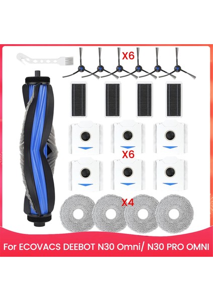 Ecovacs Deebot N30 Omnı/ N30 Pro Omni Robot Vakum Yedek Parçaları Ana Yan Fırça Hepa Filtre Mop Kumaş Tuz Torbaları (Yurt Dışından)